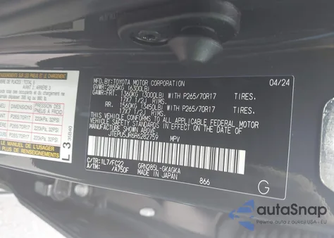 2024 Toyota 4Runner Sr5/Sr5 Premium from USA, damaged, VIN JTEPU5JR6R6282759